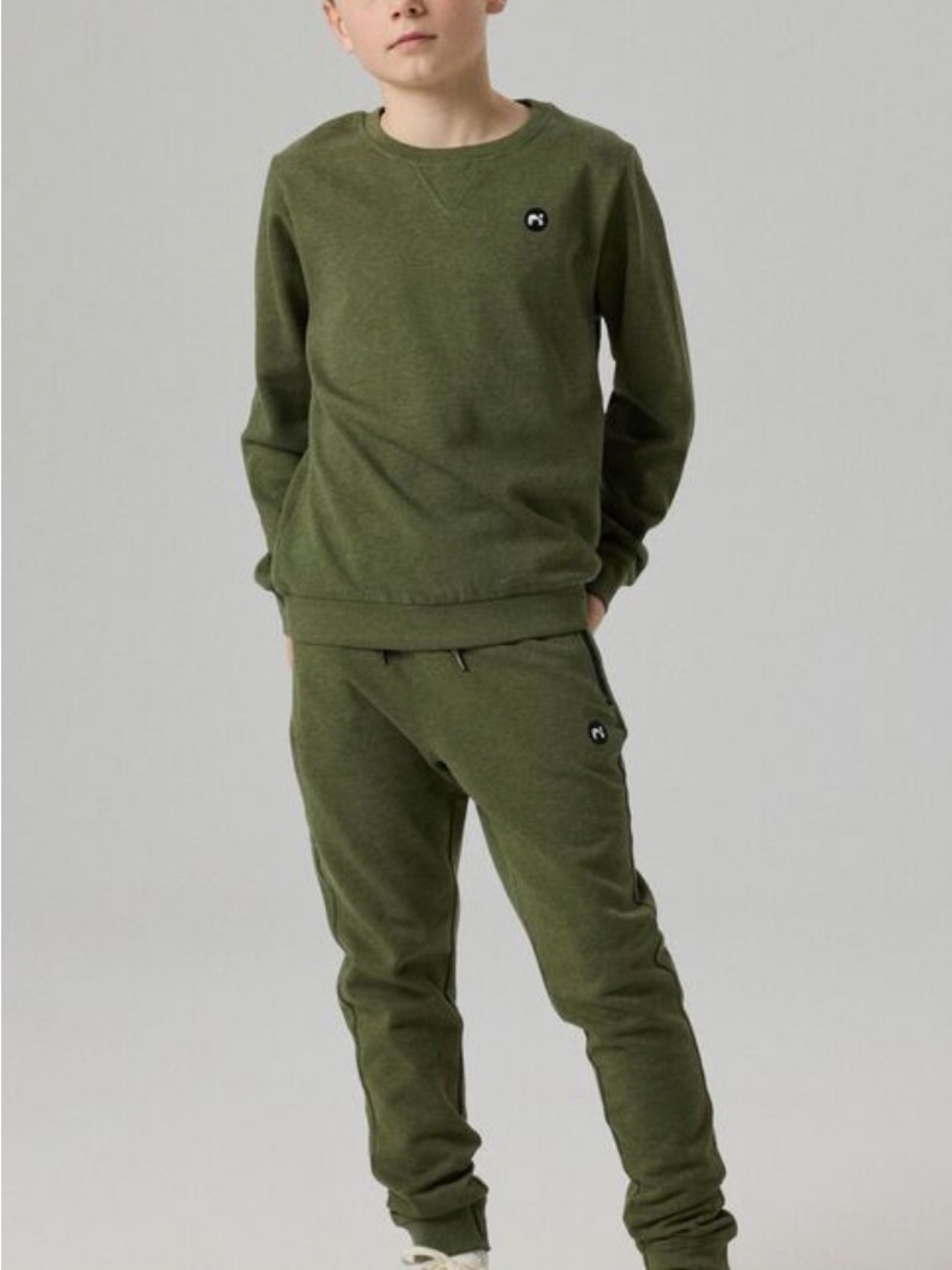 Kids Olive Green Sweatshirt & Jogger Set - Casual Matching Outfit